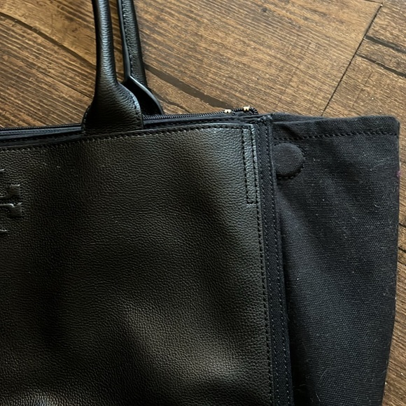 Tory Burch Black Ella Canvas and Leather Tote🔥 - Picture 7 of 16